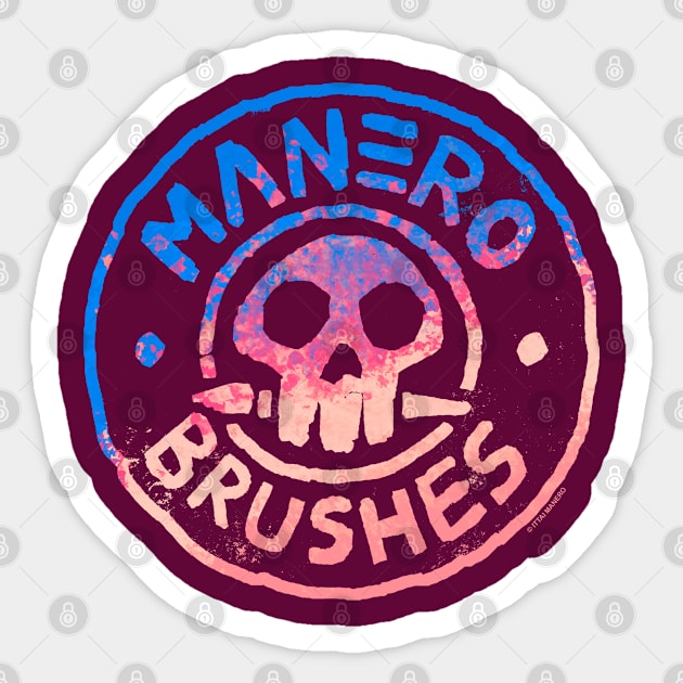 Manero Brushes Neon Logo - Sunset Sticker by Ittai Manero